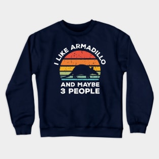 I Like Armadillo and Maybe 3 People, Retro Vintage Sunset with Style Old Grainy Grunge Texture Crewneck Sweatshirt